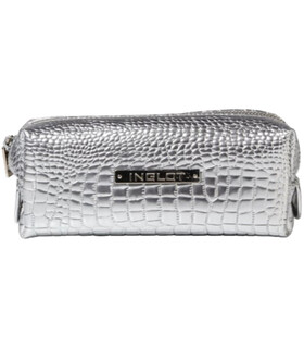 Inglot Cosmetic Bag Crocodile Leather Pattern Silver Small