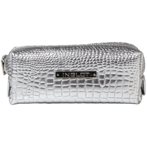 Inglot Cosmetic Bag Crocodile Leather Pattern Silver Small